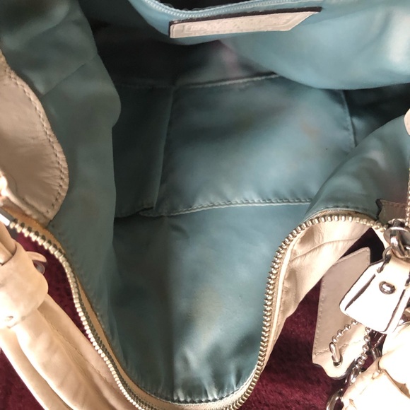 White Leather Coach Purse with Double straps - Picture 9 of 11